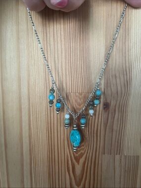 Turquoise and silver choker necklace